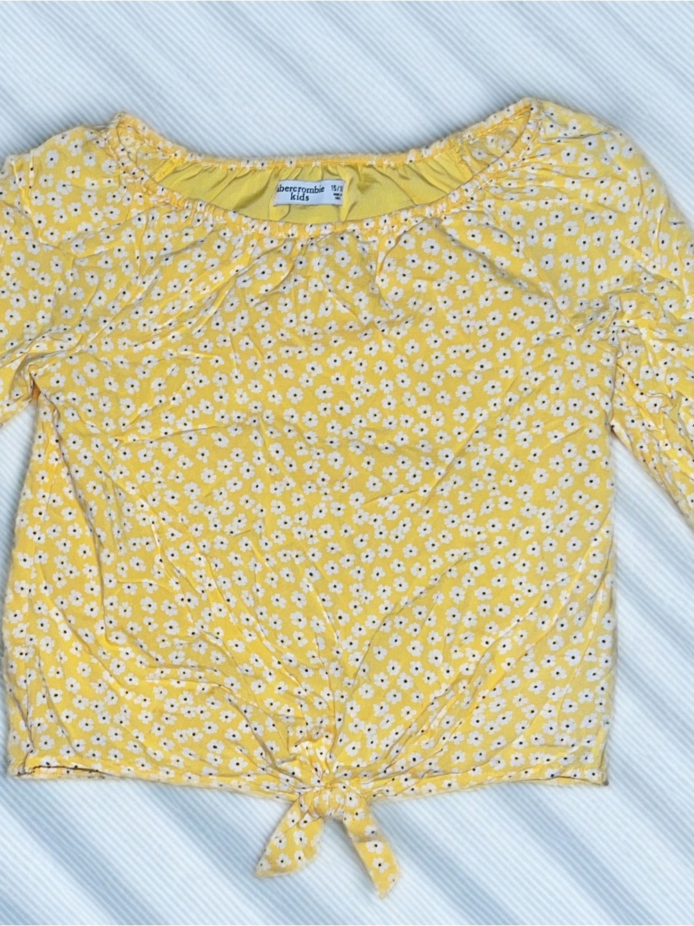 abercrombie kids Yellow Floral Smocked Neck Blouse